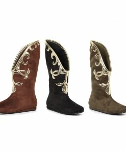 Ellie Shoes Flat Microfiber Boot With Gold Trim