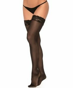 Espiral Hosiery Sheer Thigh Highs Stockings With Lace Top