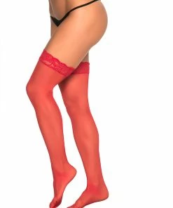 Espiral Hosiery Sheer Thigh Highs Stockings With Lace Top
