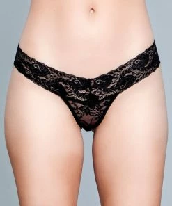Be Wicked Cut Lace Panties Black LINGERIE