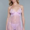 Be Wicked Hailey Babydoll Lavender LINGERIE