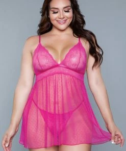 Be Wicked LINGERIE Hailey Babydoll Fuchsia