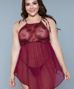 Be Wicked Alana Chemise Burgundy LINGERIE