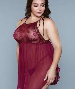 Be Wicked Alana Chemise Burgundy LINGERIE