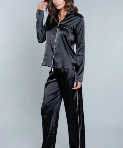 Be Wicked SLEEPWEAR Tessa Satin Set Black
