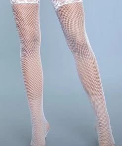 Be Wicked Hosiery Kiss Goodnight Thigh Highs White