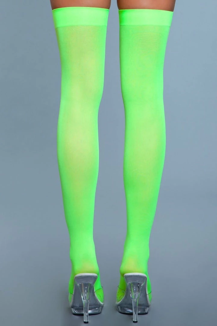 Be Wicked Opaque Nylon Thigh Highs Neon Green Hosiery 5 Be Wicked Opaque Nylon Thigh Highs Neon Green Hosiery