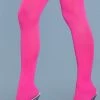 Be Wicked Opaque Nylon Thigh Highs Neon Pink 2 Be Wicked Opaque Nylon Thigh Highs Neon Pink