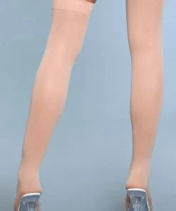 Be Wicked Opaque Nylon Thigh Highs Nude Hosiery