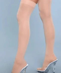 Be Wicked Opaque Nylon Thigh Highs Nude Hosiery