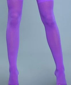 Be Wicked Opaque Nylon Thigh Highs Purple Hosiery