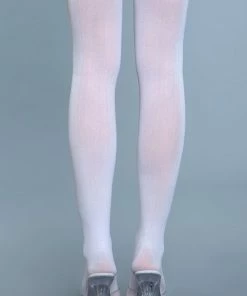 Be Wicked Opaque Nylon Thigh Highs White Hosiery