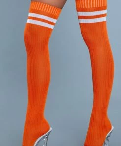 Be Wicked Hosiery Going Pro Thigh Highs Orange