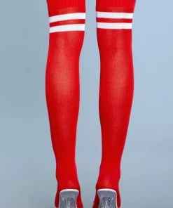 Be Wicked Hosiery Going Pro Thigh Highs Red
