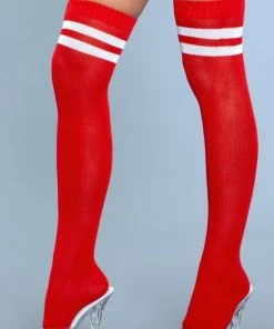 Be Wicked Hosiery Going Pro Thigh Highs Red