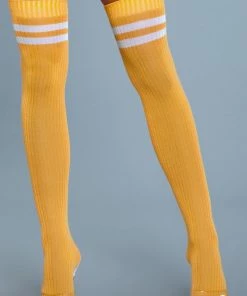 Be Wicked Hosiery Going Pro Thigh Highs Yellow