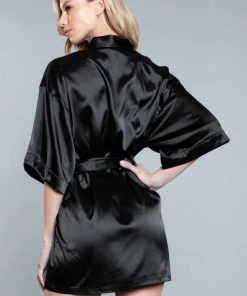 Be Wicked Home Alone Robe Black LINGERIE