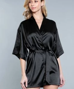 Be Wicked Home Alone Robe Black LINGERIE