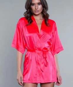 Be Wicked LINGERIE Home Alone Robe Hot Pink