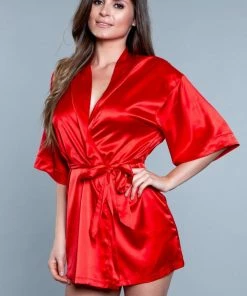 Be Wicked Home Alone Robe Red LINGERIE