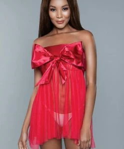 Be Wicked Red Bow Lingerie Dress