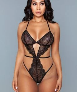 Be Wicked Jacklyn Lace Teddy Black