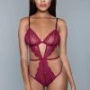 Be Wicked Jacklyn Lace Teddy Burgundy LINGERIE