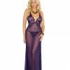 Elegant Moments Plus Size Lingerie Dark Purple Gown