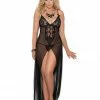 Elegant Moments Plus Size Lingerie Black Gown 2 Elegant Moments Plus Size Lingerie Black Gown