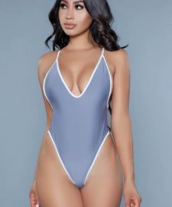 Be Wicked Payton One Piece Swimsuit Grey SWIMWEAR
