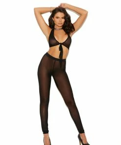 Elegant Moments CLOTHING Black Mesh Tie Top