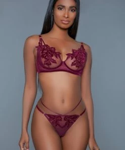 Be Wicked Evangeline Burgundy Lingerie Set