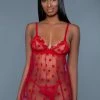 Be Wicked Red Hearts Valentine Babydoll LINGERIE