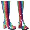Ellie Shoes Knee High Rainbow Gogo Boots