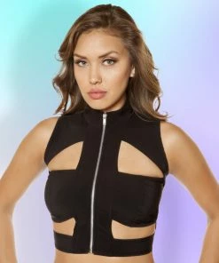 Roma Costume Cutout Crop Top With Zipper Closure