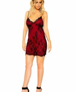 Roma Costume Eyelash Lace Mini Dress With Contrast Color Lining