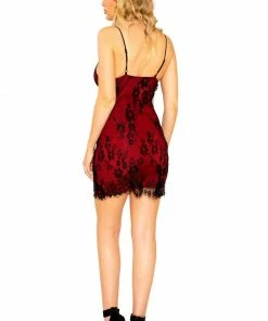 Roma Costume Eyelash Lace Mini Dress With Contrast Color Lining