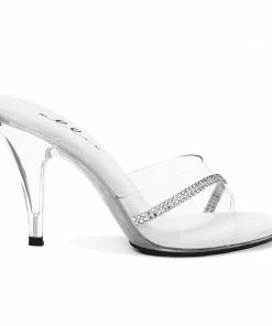 Ellie Shoes Clear Mule With Rhinestones