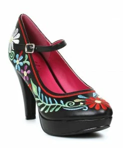 Ellie Shoes Flower Embroidery Toe Pump