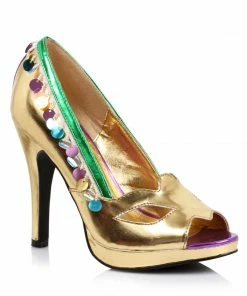 Ellie Shoes Metallic Peep-Toe Pump