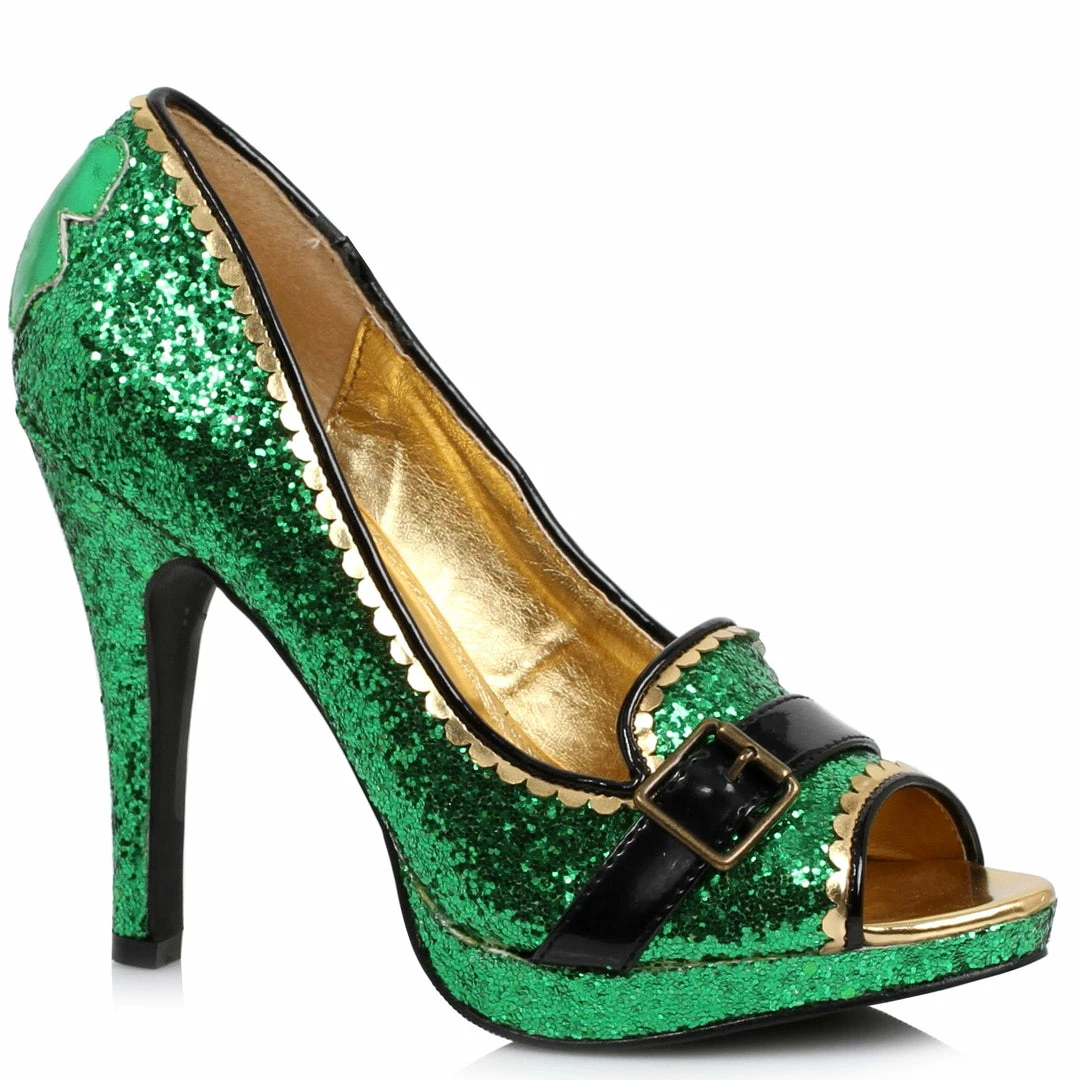 Ellie Shoes Green Glitter Peep-Toe Pump 3 Ellie Shoes Green Glitter Peep-Toe Pump
