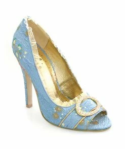 Ellie Shoes 4.5 Decorative Fabric Peep-Toe W/Rhinestones