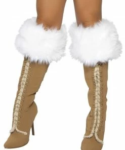 Roma Costume ACCESORIES White Fur Boot Cuffs