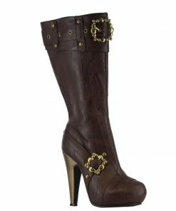Ellie Shoes Knee High Steampunk Boots With Buckles And Studs