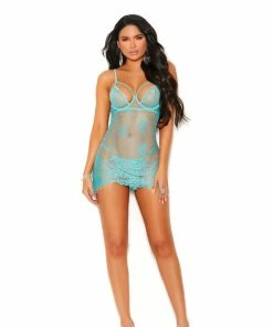 Elegant Moments LINGERIE Dusty Turquoise Babydoll