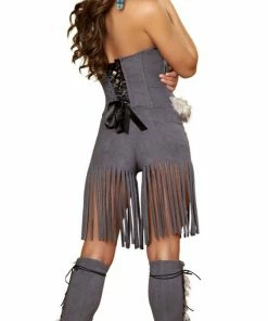 Roma Costume ACCESORIES Faux Fur And Suede Lacing Leg Warmers
