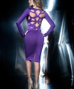 Espiral Long Sleeved Lase Cut Midi Dress CLOTHING