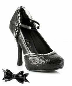 Ellie Shoes Glitter High Heel Close Toe Shoe With Bow