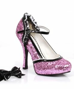 Ellie Shoes Glitter High Heel Close Toe Shoe With Bow