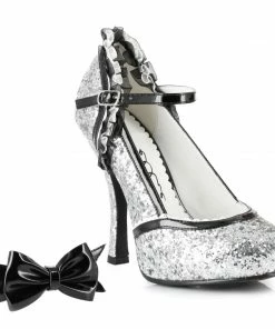 Ellie Shoes Glitter High Heel Close Toe Shoe With Bow